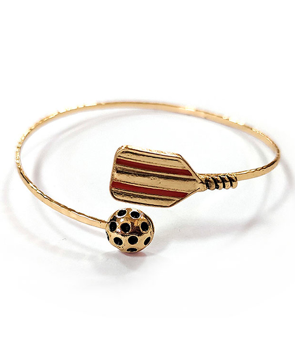 Sport theme wire bangle bracelet - pickleball