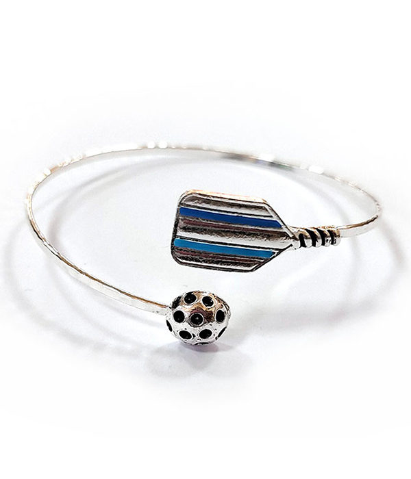 Sport theme wire bangle bracelet - pickleball