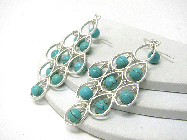 Multi turquoise ball drop deco earrings