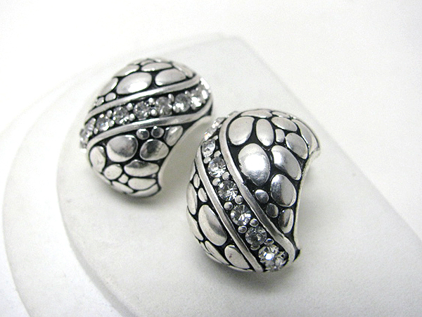 Crystal and designer pattern deco clip earrings