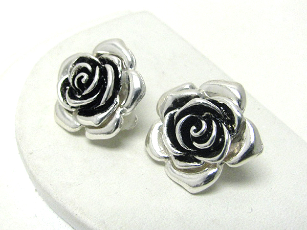 Metal rose clip earrings