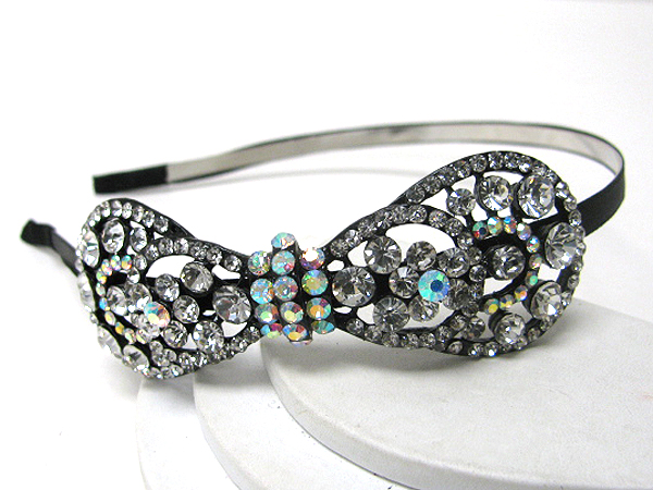 Multi crystal stud ribbon deco headband