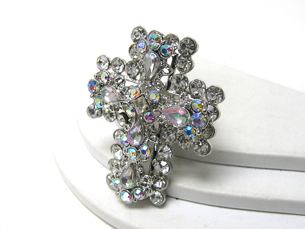 Crystal deco large cross stretch ring