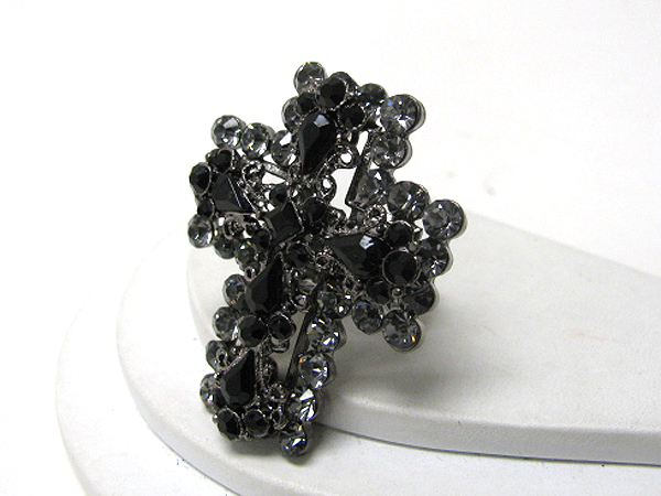 Crystal deco large cross stretch ring