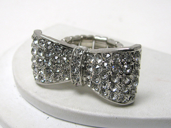 Crystal stud ribbon stretch ring