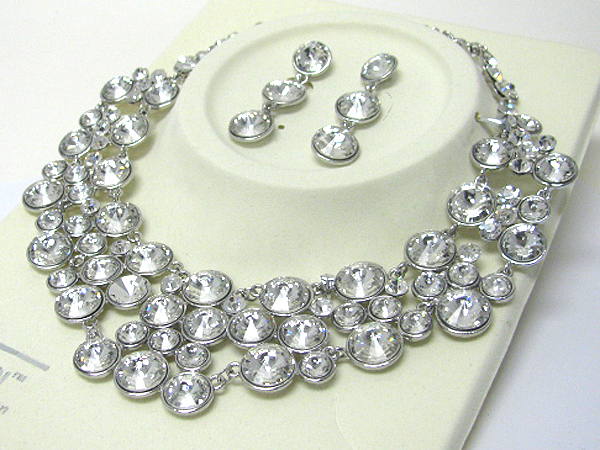 Luxurious austrian crystal line - multi crystal deco party necklace earring set