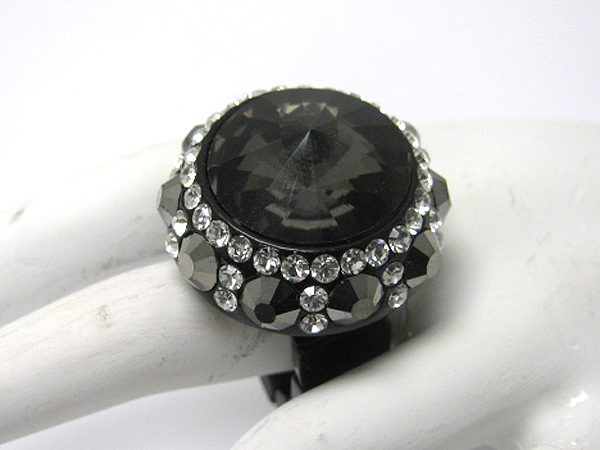 Facet glass and crystal deco acrylic stretch ring