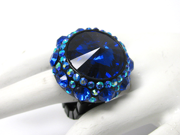 Facet glass and crystal deco acrylic stretch ring