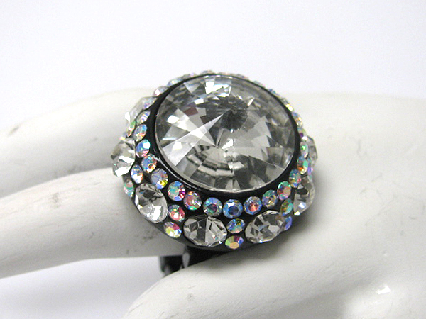 Facet glass and crystal deco acrylic stretch ring