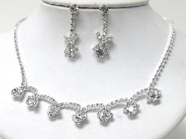 Prom or bridesmaid rhinestone necklace set