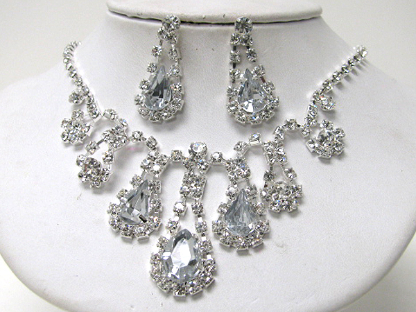 Prom or bridesmaid rhinestone necklace set