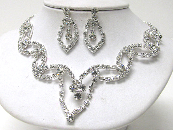 Prom or bridesmaid rhinestone necklace set