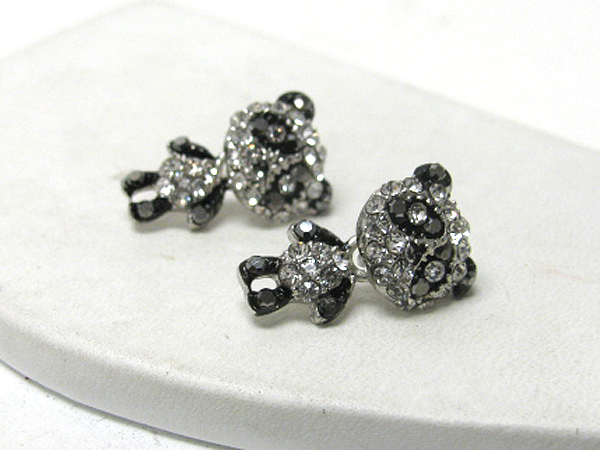 Crystal stud panda earrings