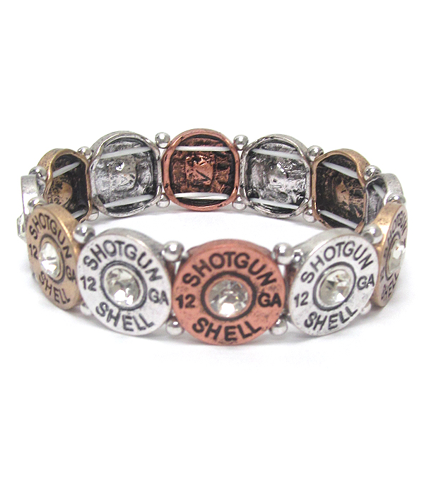 Multi metal bullet linked stretch bracelet