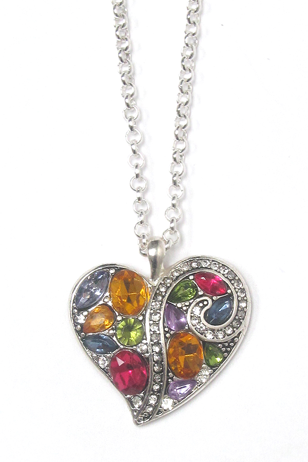 Crystal heart pendant necklace