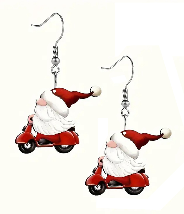 Christmas theme acrylic earirng - santa scooter