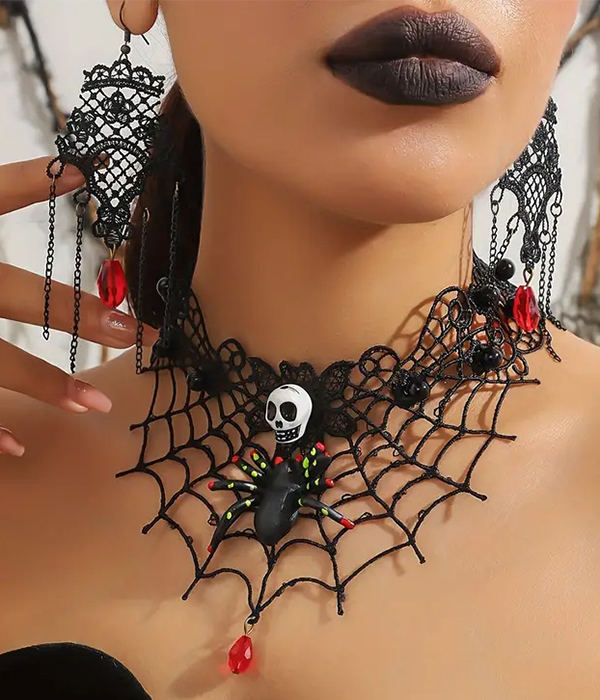 Halloween theme gothic punk choker necklace set