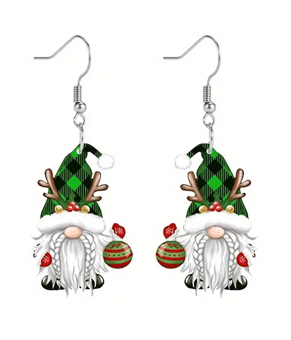 Christmas theme acrylic earring - antler dwarf