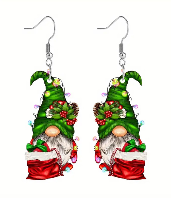 Christmas theme acrylic earring - gnome dwarf