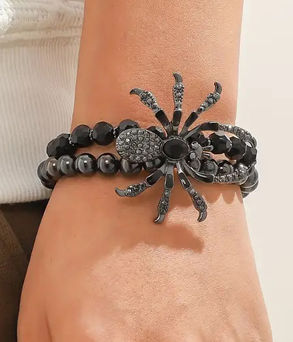 Halloween theme gothic spider stretch bracelet