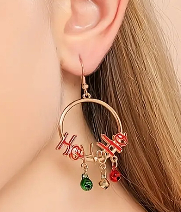 Christmas theme hoop earring - hohoho