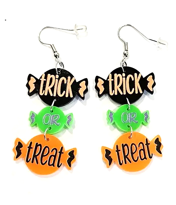 Halloween theme acrylic candy drop earring - trick or treat