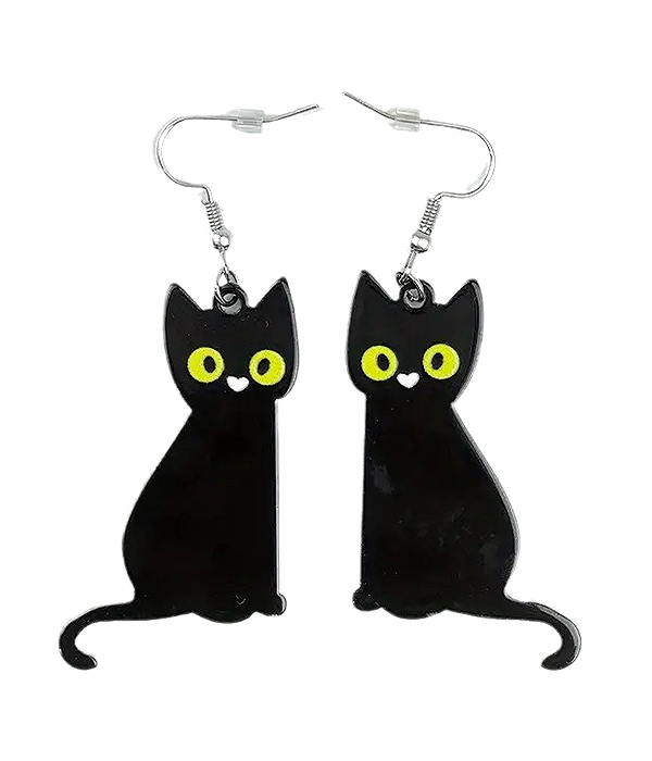 Halloween theme black cat earring