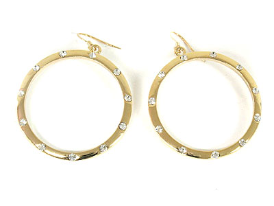 Crystal metal hoop earring - hoops