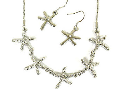 Crystal star fish necklace set