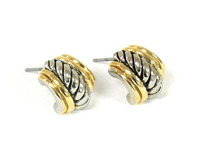 Designer style two tone color stud earring