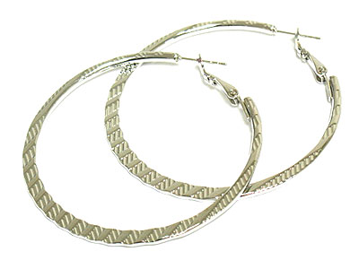 Made in korea whitegold plating metal deco hoop earring - hoops