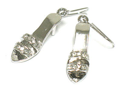 Made in korea whitegold plating crystal high heel earring