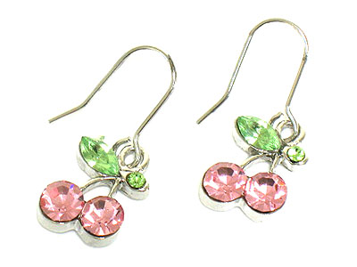 Made in korea whitegold plating crystal cherry earring