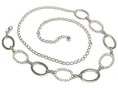 Crystal deco large chain link metal belt 