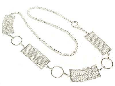 Metal small bead mesh style chain and round rings link belt