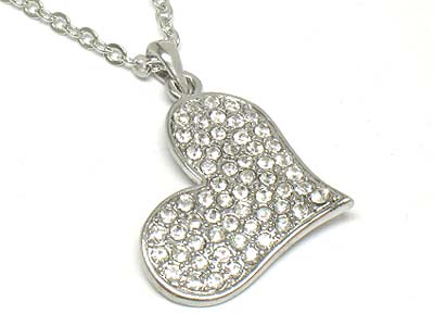 Crystal dense heart pendant necklace 