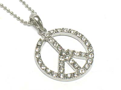 Crystal deco peace pendant necklace