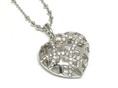 Crystal deco heart pendant necklace 