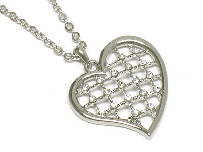 Crystal deco heart pendant necklace