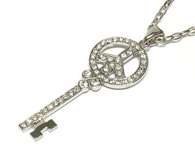 Crystal peace and key pendant necklace