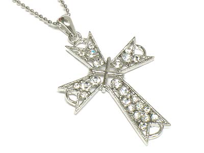 Crystal paved cross pendant necklace