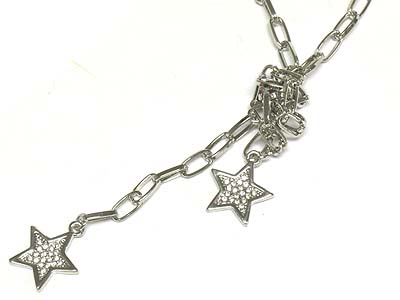 Double crystal deco star tie strand necklace 