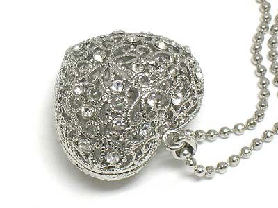 Crystal deco heart ball necklace