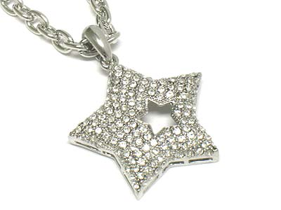 Crystal dense paved star pendant necklace