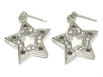 Crystal stone paved star earring 