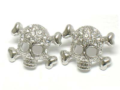 Crystal deco skull earring 