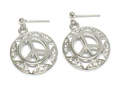 Crystal deco peace shape earring