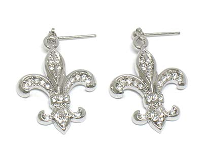 Crystal deco fleur de lis shape earring 