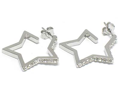 Crystal deco star shape frame earring 