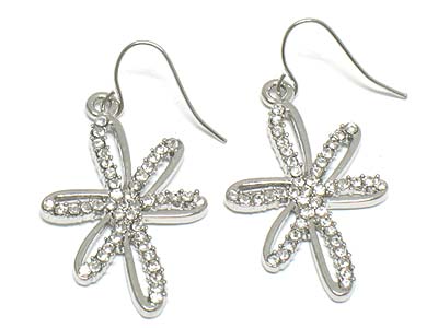 Crystal stone deco flower shape earring 